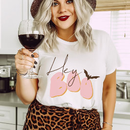 Camiseta Bonito Halloween Ei Bo Rosa Laranja Bat Engraçado