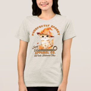 Camiseta Bonito Halloween Vibes Gatinho Bruxa Purrfect