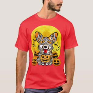 Camiseta Bonito Halloween Welsh Corgi Mummy Pumpkin Figurum