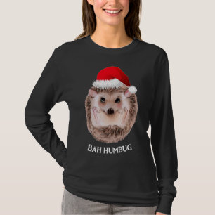 Camiseta Bonito Hedgehog Natal Santa Hat Bah Humbug