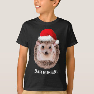 Camiseta Bonito Hedgehog Natal Santa Hat Bah Humbug