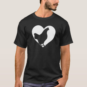 Camiseta Bonito Hen Que Adora Frangos Legal De Coração Bran