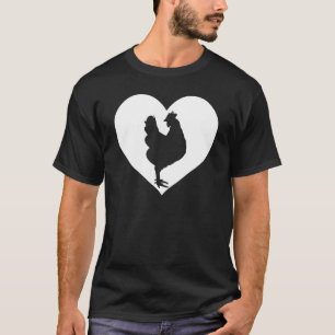 Camiseta Bonito Hen Que Adora Frangos Legal De Coração Bran