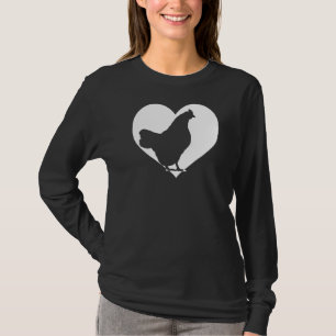 Camiseta Bonito Hen Que Adora Frangos Legal De Coração Bran