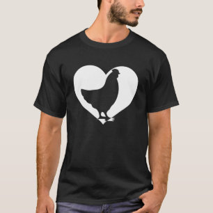 Camiseta Bonito Hen Que Adora Frangos Legal De Coração Bran