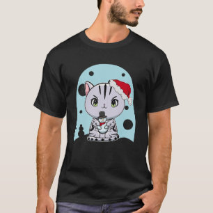 Camiseta Bonito Homem-Neves de Natal de Cat Shorthair Ameri