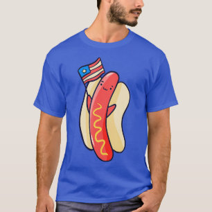 Camiseta Bonito Hotdog American Flag USA Funny 4 De Julho