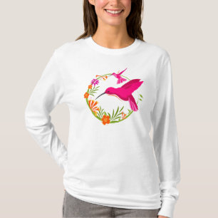 Camiseta Bonito Hummingbird e Flores