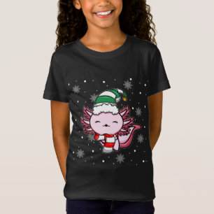 Camiseta Bonito Kawaii Axolotl Elf Natal Santa Hat