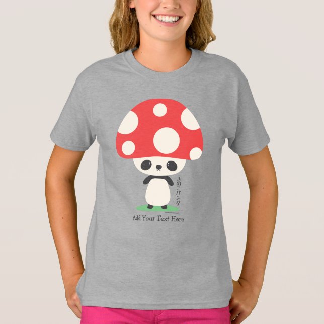 Camiseta Bonito Kawaii Japonês Kinoko Mushroom Panda (Frente)
