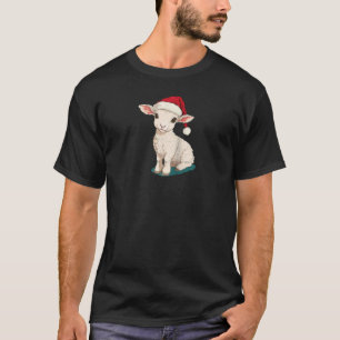 Camiseta Bonito Lamb com Chapéu de Papai Noel para Dias Fes