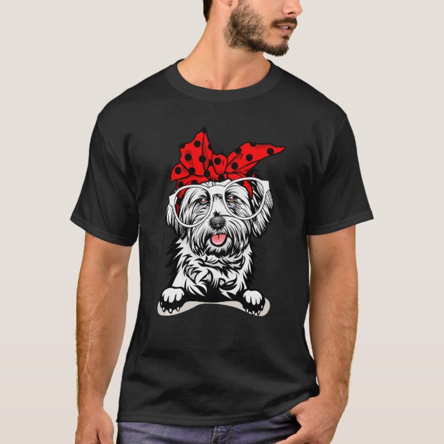 Camiseta Bonito Lhasa Apso Xadrez Vermelha De Natal, Banda  (Frente)