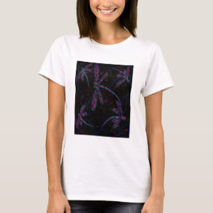 Camiseta Bonito libélulas azuis roxas a preto