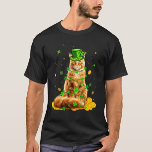 Camiseta Bonito Maine Coon Cat Shamrock irlandês