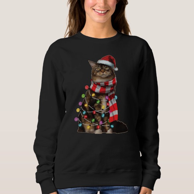 Camiseta Bonito Maine Coon Gato Funny Xmas Dom Feriado (Frente)