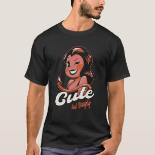 Camiseta Bonito mas Travesso Retro Garota Diabo Mangueira V
