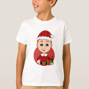 Camiseta Bonito menino de Natal com cabelo ruivo