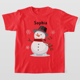 Camiseta Bonito Natal Festivo Neve Homem de Neve Personaliz
