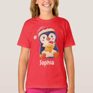 Camiseta Bonito Natal Pinguim Festivo Pinguim Personalizado