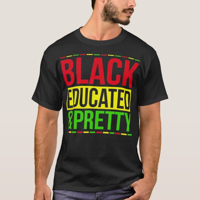 Camiseta Bonito negra educada a preto mês (Frente)