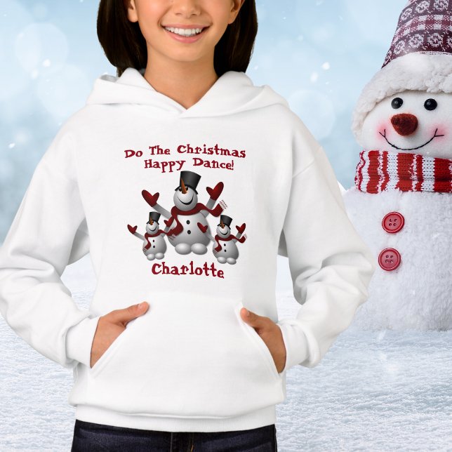 Camiseta Bonito Neve de Natal, Childot Name Hoodie (Cute Christmas Snowman, Childs Name Hoodie)