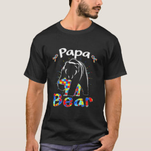 Camiseta Bonito Papa Urso Autismo Consciência Família Autis