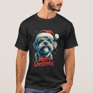 Camiseta Bonito Papai Noel Feliz de Natal Cão de Natal Lo