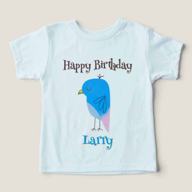 Camiseta Bonito Pássaro Feliz Aniversário Gift-Boy (Design frontal)