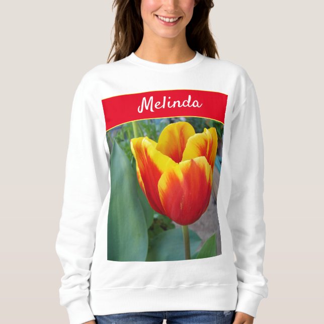 Camiseta Bonito Pastel Floral Tulip Red Womans (Frente)