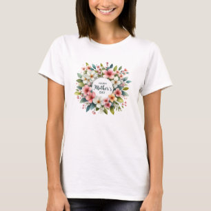 Camiseta Bonito pincelada flores de primavera Dia de as mãe