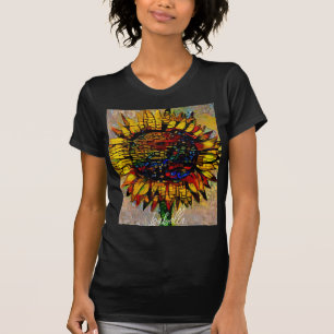 Camiseta Bonito pintura de girassol Abstrato