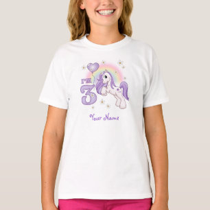 Camiseta Bonito Pony aniversário de 3 anos Personalizado