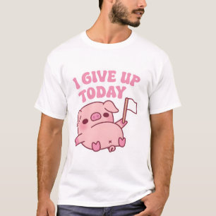 Camiseta Bonito Porquinho Acionando Uma Bandeira Branca Eu 