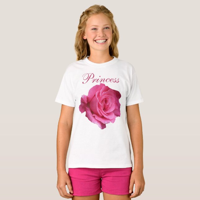 Camiseta Bonito princesa rosa rosa princesa floral giro gir (Frente Completa)