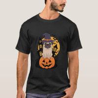 Bonito Pug Halloween Bruxa Roupa Pumpkin Engraçado