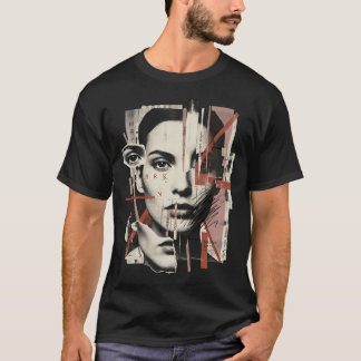 Camiseta Bonito Quando Quebrado Colagem de Retrato Fragment