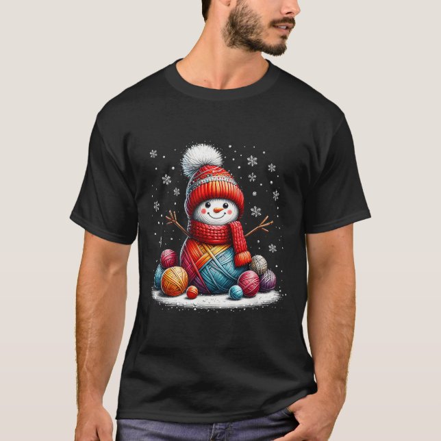 Camiseta Bonito Quilter de floco de neve de lã Natal Croche (Frente)