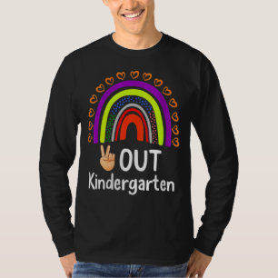 Camiseta Bonito Rainbow Heart Peace Sign Hand Out Kindergar
