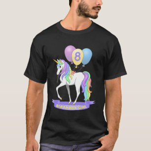 Camiseta Bonito Rainbow Unicorn 8º Birthday Girl