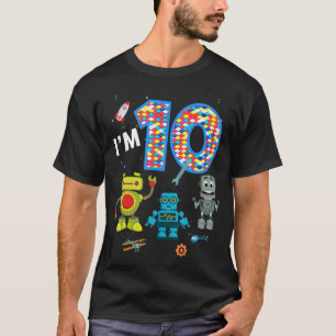 Camiseta Bonito Robô, 10º Aniversário, Menino e Raparigas,