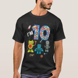 Camiseta Bonito Robô, 10º Aniversário, Menino e Raparigas,