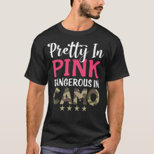 Camiseta Bonito Rosa Perigoso Na Caçadora De Camo