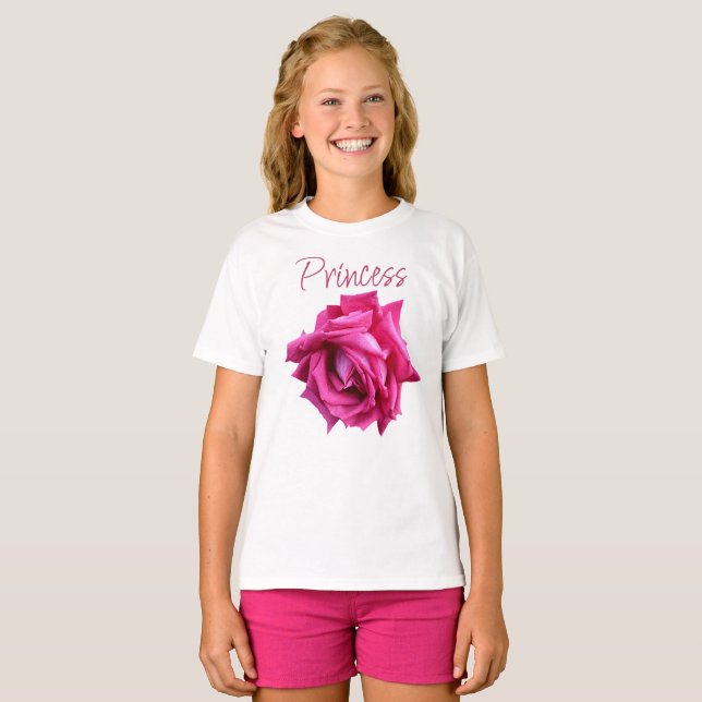 Camiseta Bonito rosa rosa branca rosa giro floral (Frente Completa)