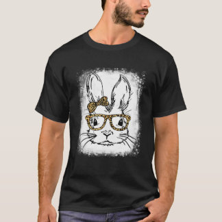 Camiseta Bonito Rosto Cachorro-Leopardo Óculos-Páscoa