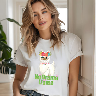 Camiseta Bonito Sem Drama Llama Com Coroa Floral