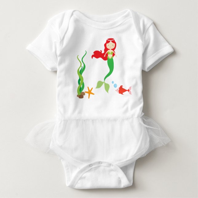 Camiseta Bonito Sereia e Peixe, Bebê, Tutu (Frente)
