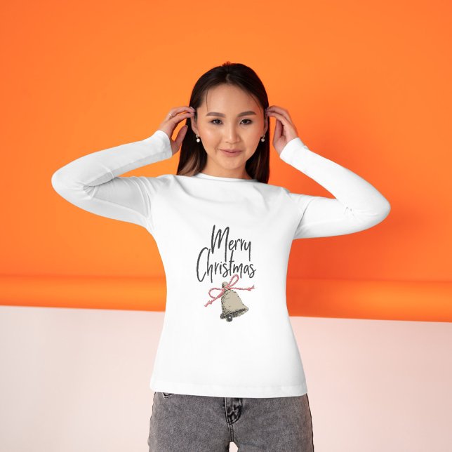 Camiseta Bonito sino de Natal Merry texto de Natal (Criador carregado)