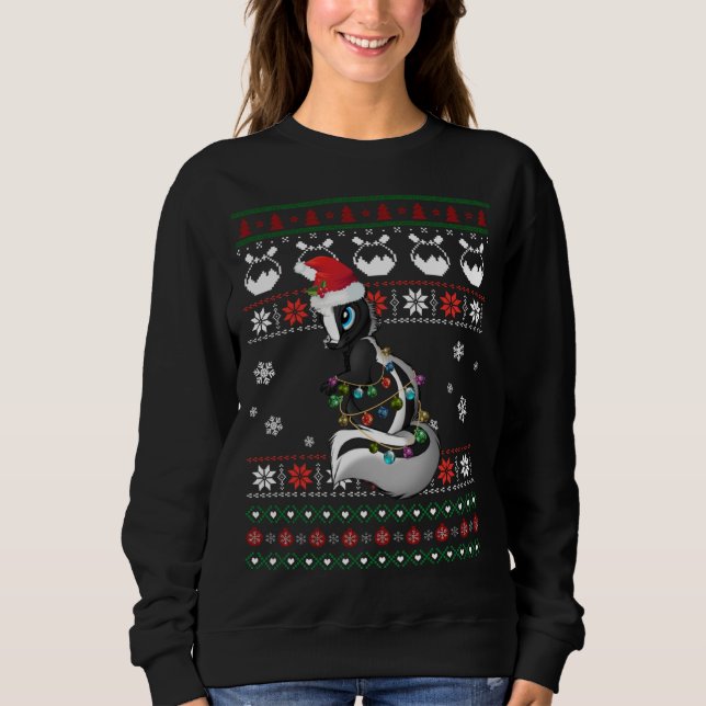 Camiseta Bonito Skunk Feio Doce Natal Luz Pajama Gif (Frente)