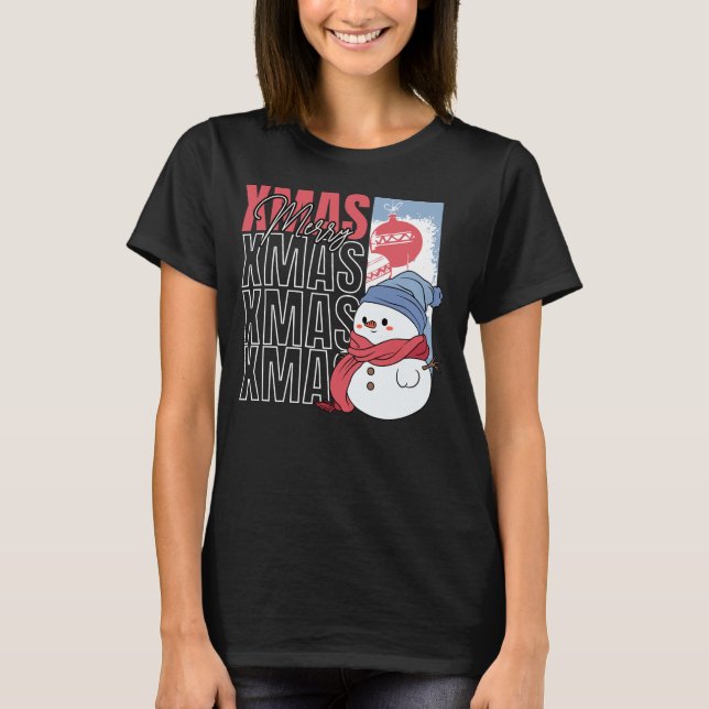 Camiseta Bonito Snowman Retro Natal (Frente)