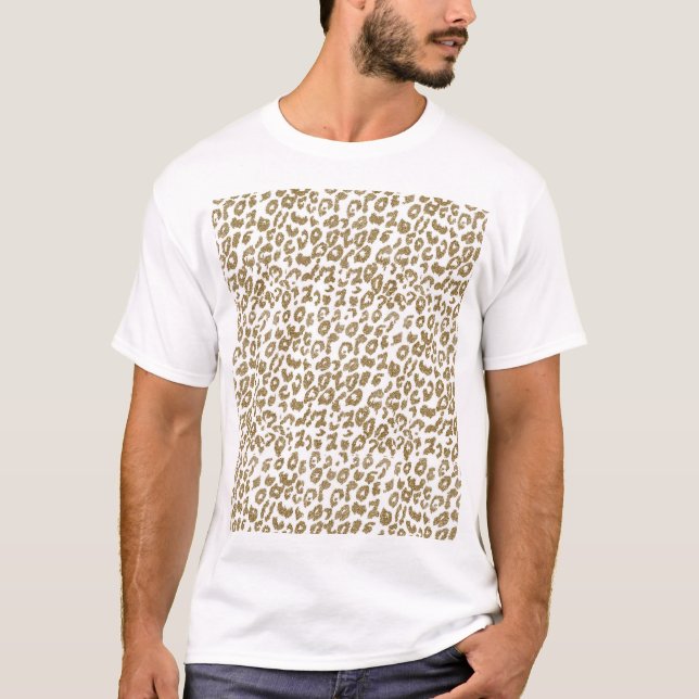 Camiseta Bonito Trendy Leopard Imprima Literatura Dourada (Frente)